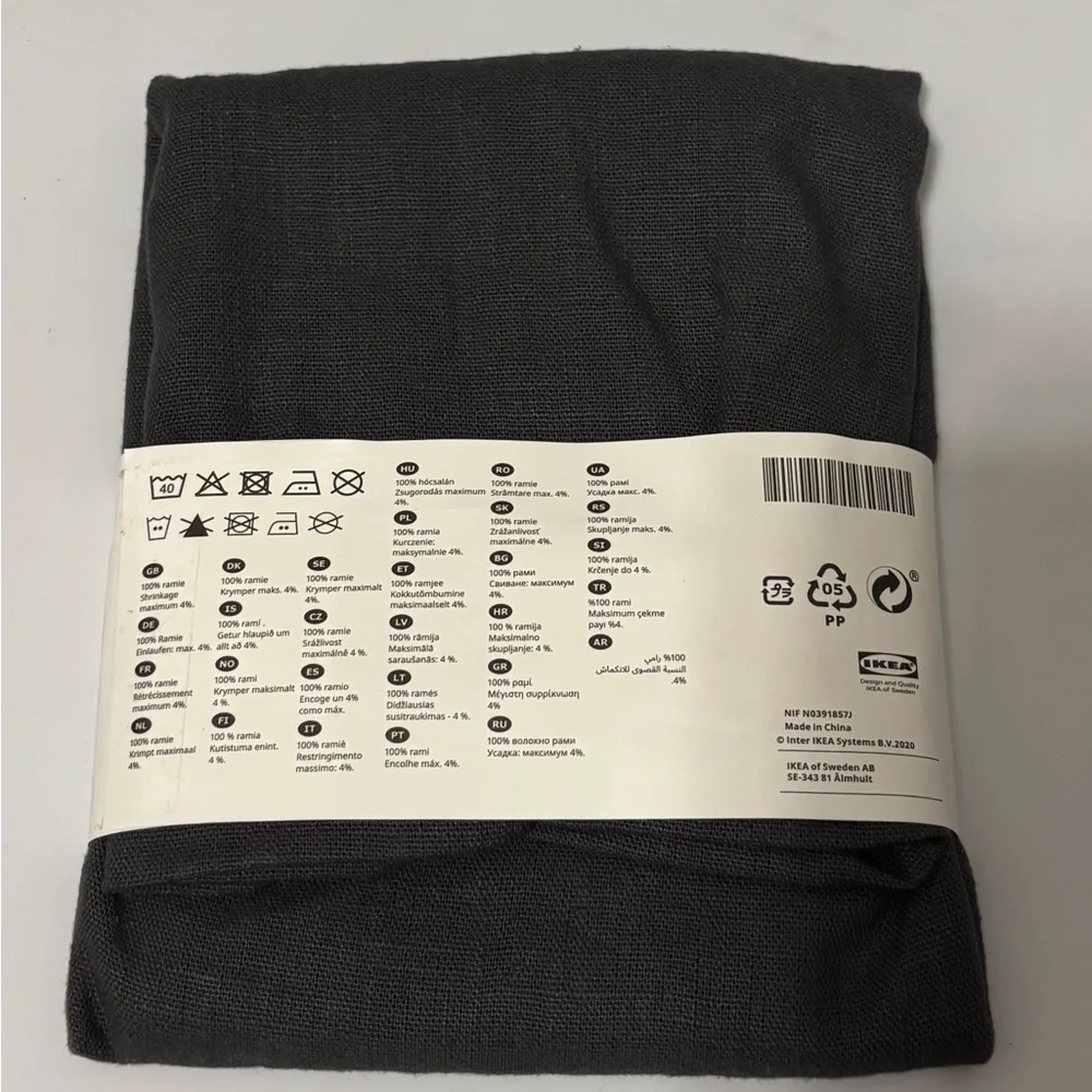 Ikea VIGDIS Gray Woven Pillow Cushion Cover 100%‎ Ramie 20